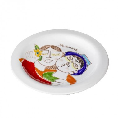 Sicilian ceramic Round Plate desimone pottery Lovers PTFKE Sicilian ceramic Round Plate desimone pottery Lovers PTFKE